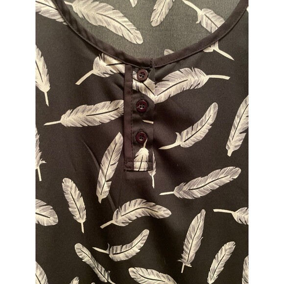 Adam Levine Sleeveless Blouse Black Feathers Tank Top Women's Size Large L - Picture 3 of 4